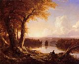 Thomas Cole Canvas Paintings - Indian at Sunset